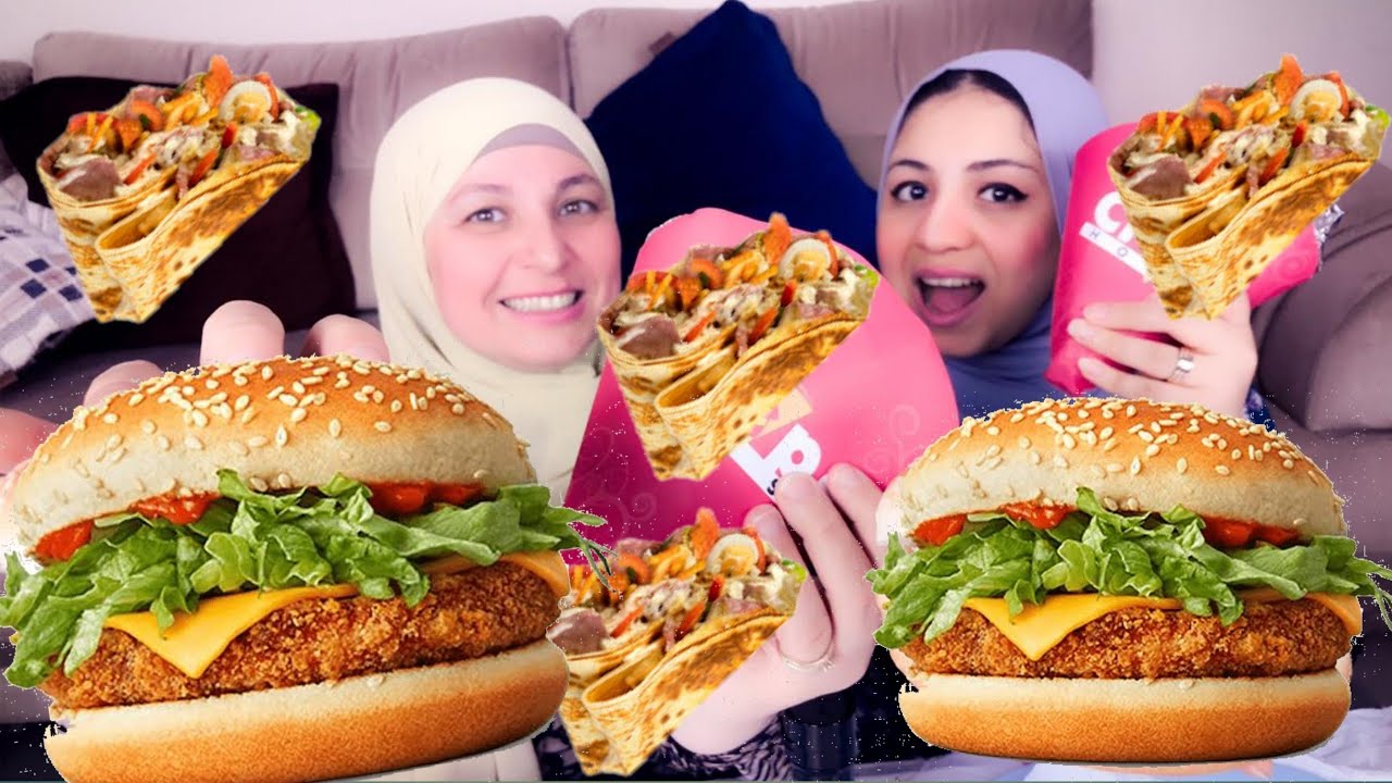 تحدى كريب🌮 وتشيكن برجر 🍔ضد فارس وضحى والعقاب (حلو وحادق)🤗