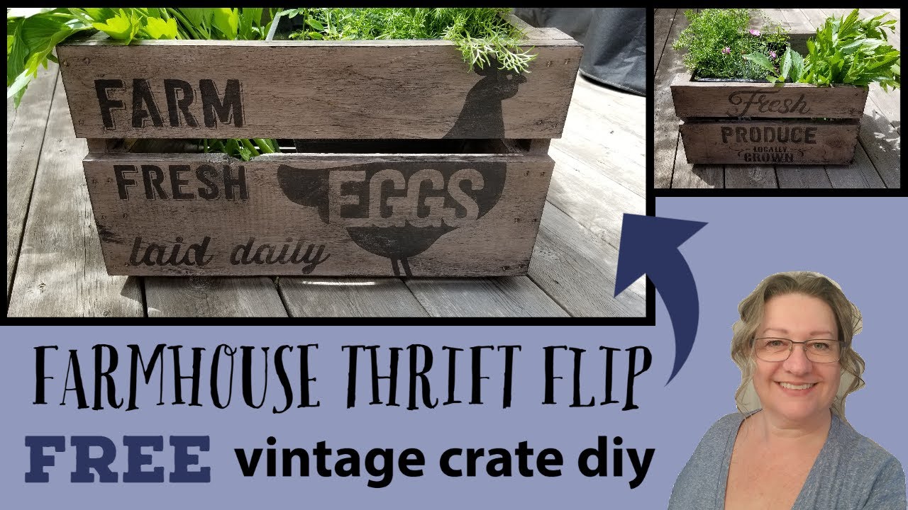 Farmhouse Thrift Store Flip~Secondhand DIY Challenge Animal Edition~Farmers Market Crate Makeover