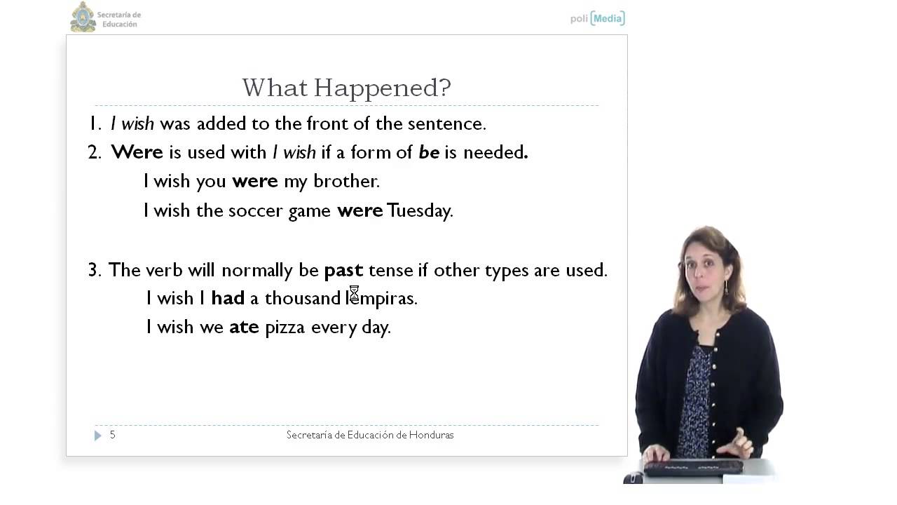 Curso Educativo Honduras 11. Inglés Técnico I (Alumnos). Uso de 'wish' en oraciones