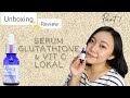 UNBOXING , REVIEW AURA BRIGHT WHITENING SERUM || SERUM GLUTATHIONE &amp; VIT C PART 1