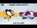 NHL Highlights | Penguins vs Avalanche – Jan. 10, 2020