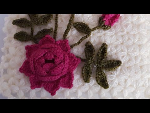 tığ işi gül yapımı muhteşem örgü gül crochet flower