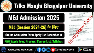 TMBU MEd Admission Session 2024-26 Apply Date Fees How to Apply Tilka Manjhi Bhagalpur University