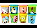 8 SpongeBob SquarePants Characters Toys with Play-Doh Can Heads Learn Colors