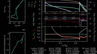 The evolution of a 1 solar mass star simulated with MESA (http://mesa.sourceforge.net)