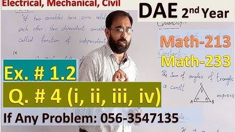 Lec.10 | DAE 2nd Year Math| Exercise 1.2 | Q.No. 4 | 1 2 3 4 | Functions and Limits| Math 213  233 |