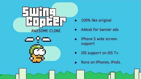 Swing Copter Clone source code for iOS with 3 bonus re-skin pack