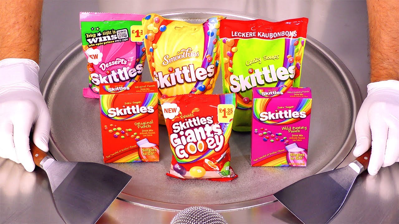 Too Many Skittles? Watch These Turn Into Ice Cream Rolls (ASMR) - YouTube