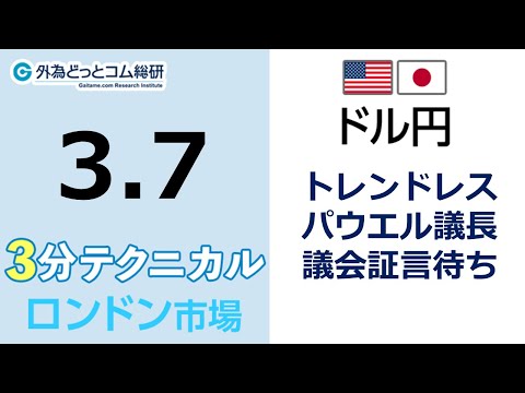 ドル/円見通し 「トレンドレス 、パウエル議長議会証言待ち」見通しズバリ！3分テクニカル分析 ロンドン市場の見通し　2023年3月7日
