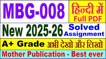 MBG 008 solved assignment 2025-26 in Hindi || mbg 008 solved assignment 2026 || ignou mbg8