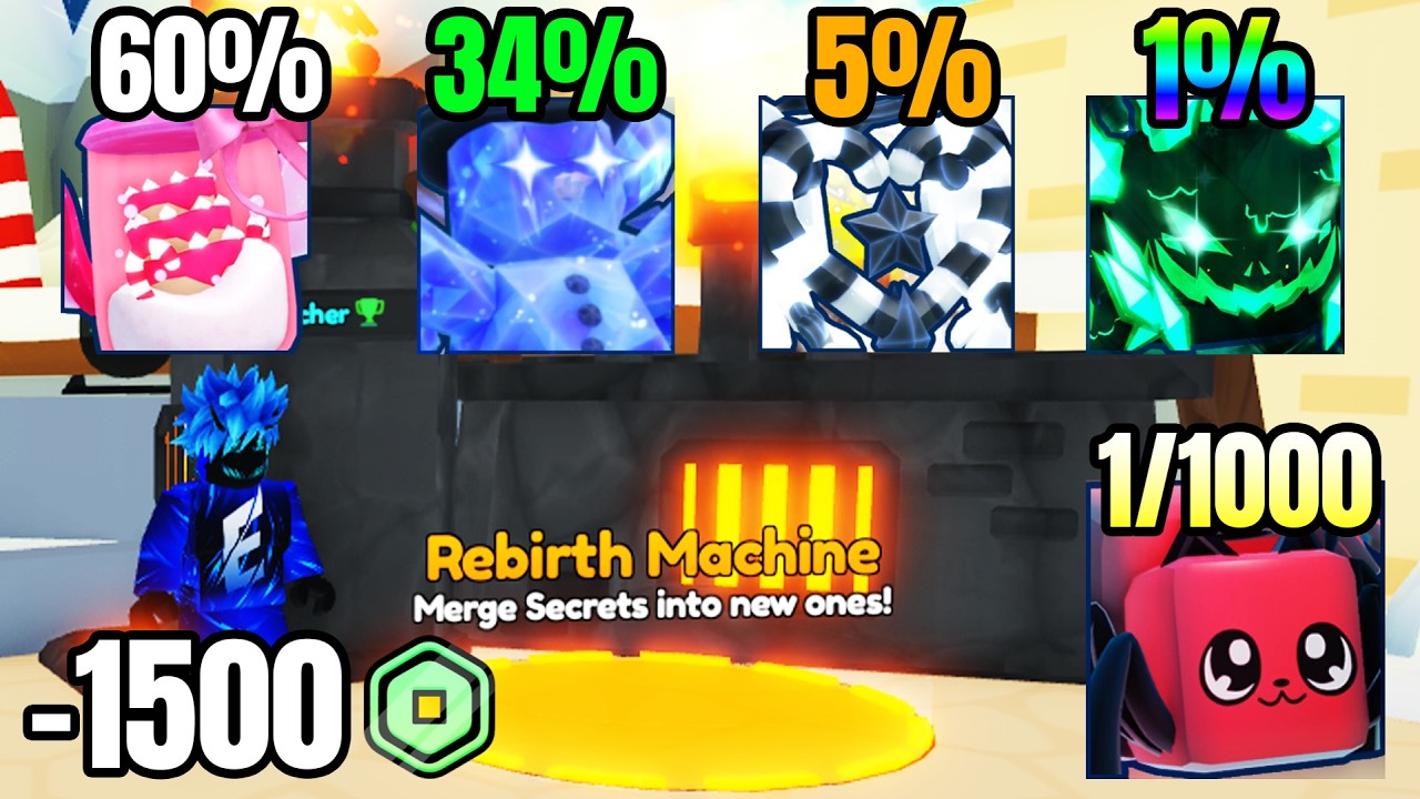 Я воспользовался рождественской машиной возрождения и мне очень повезло в BGSI (Roblox).