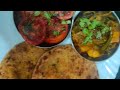 Protein rich daal paratha with yummy veggies 🍅🍅🌶️🧅🫑😋