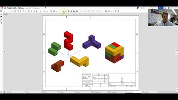 OnShape Puzzle Cube Solution Page and Multiview Drawing with Ordinate Dimensions