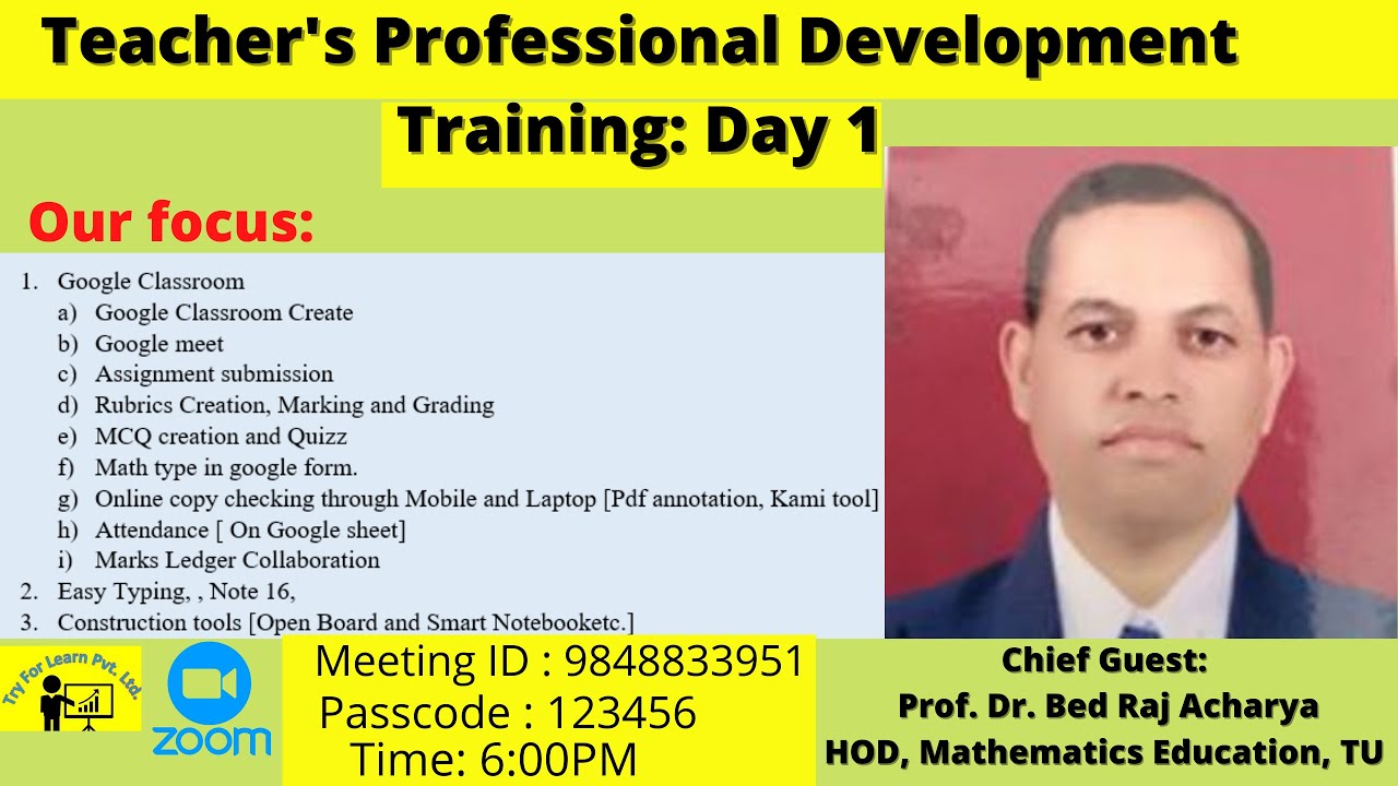 Teacher s Professional Development Training Try For Learn Day 1