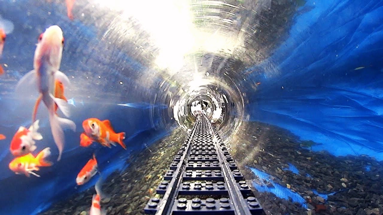 This LEGO Train Drives Past REAL FISH! | Epic Underwater Ride