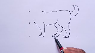 How To Draw Dog Step By Step | How To Dog With Dots