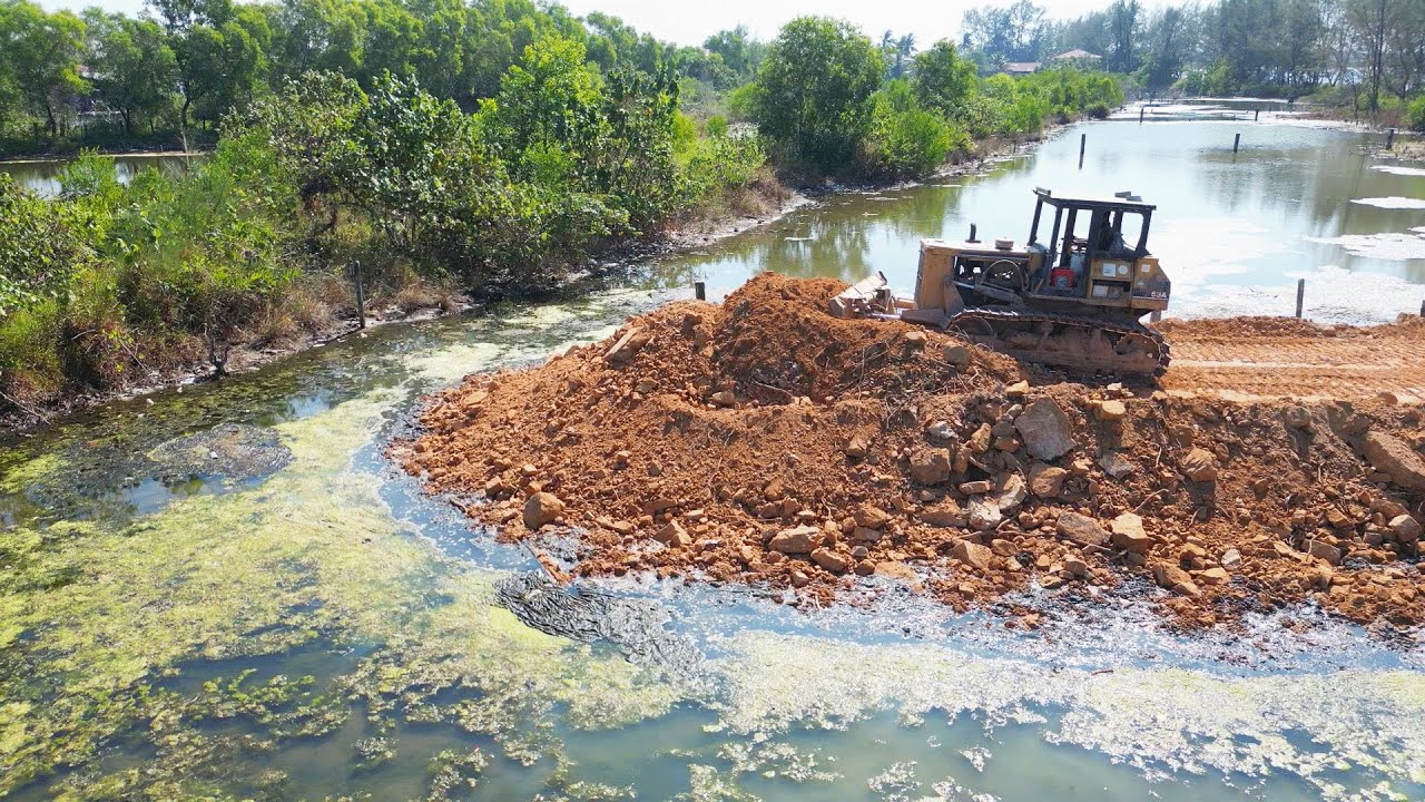 Amazing Connected 100% Building New Road For Land Border By Komatsu D53A & 5T Trucks Team