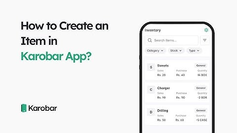 How to create an Item in Karobar App?