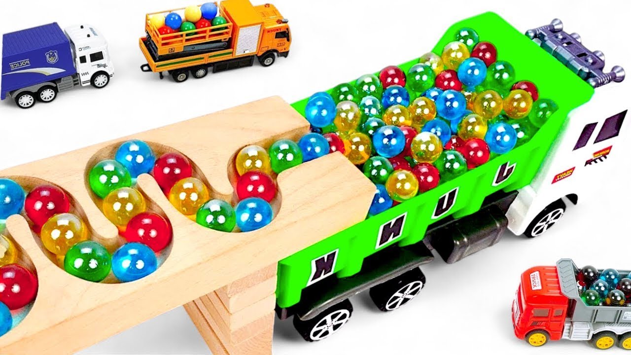 Marble Run Race ☆ Non-Stop Vehicle Action on HABA Slope