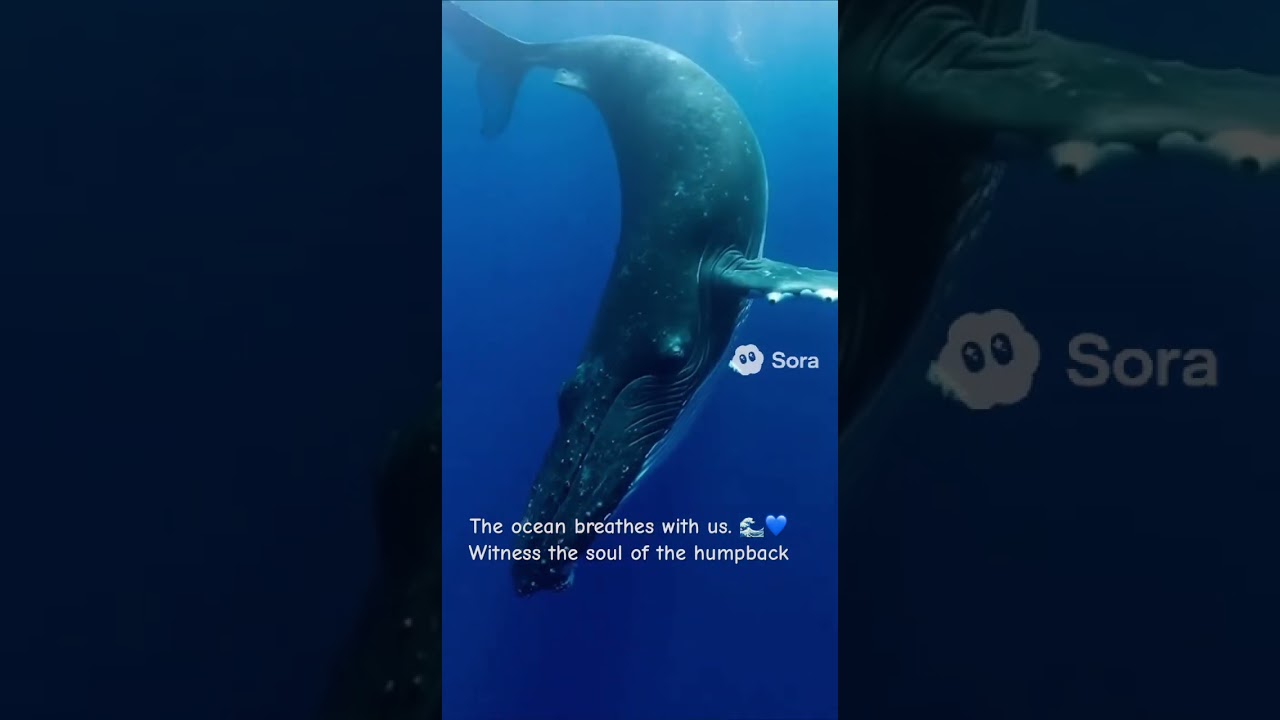 A Humpback Whale In the Deep Ocean 