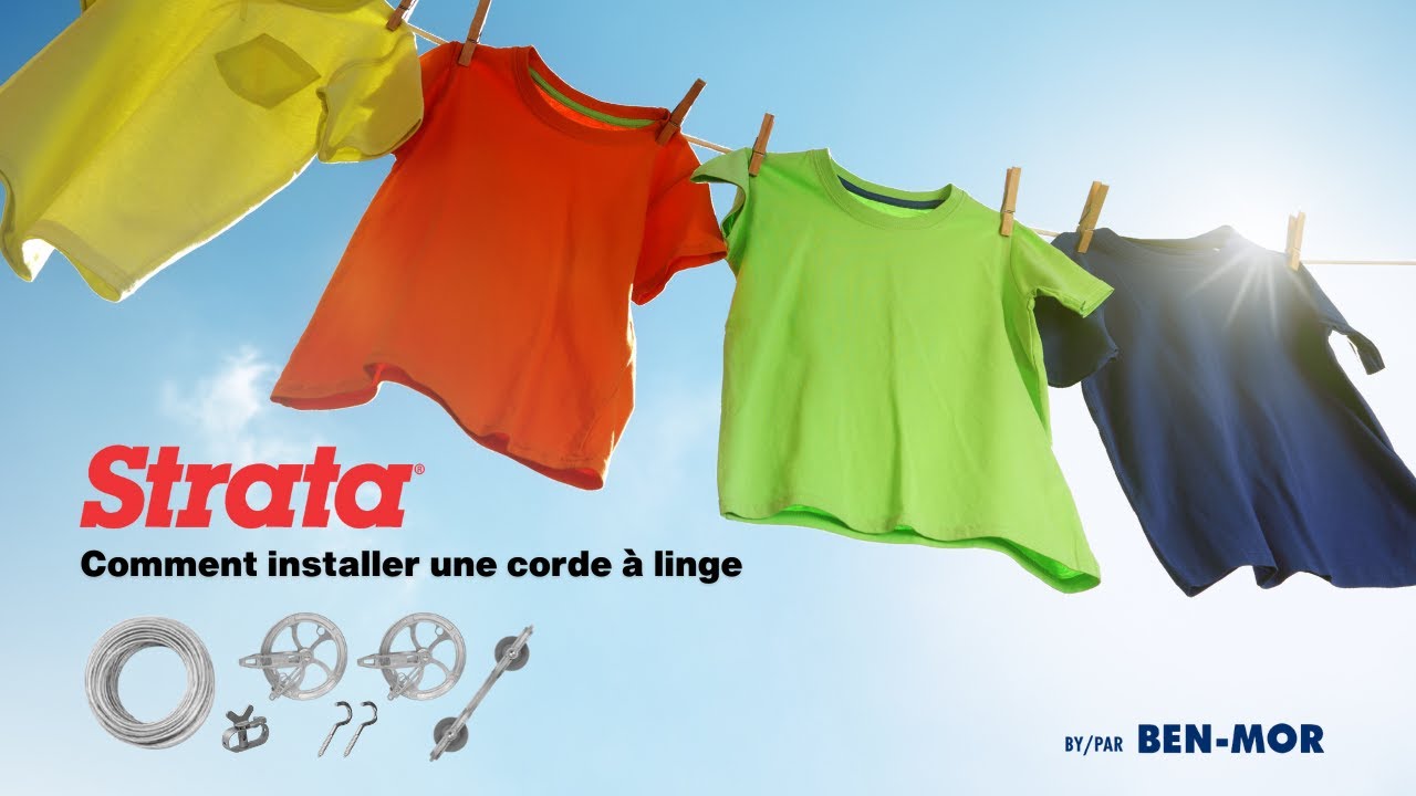 Corde à linge rétractable Strata intérieur/extérieur, robuste, 50 pi