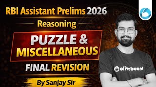 Rbi Assistant Reasoning Preparation 2026 | Puzzle & Misc Final Revision | Rbi Assistant Prelims 2026