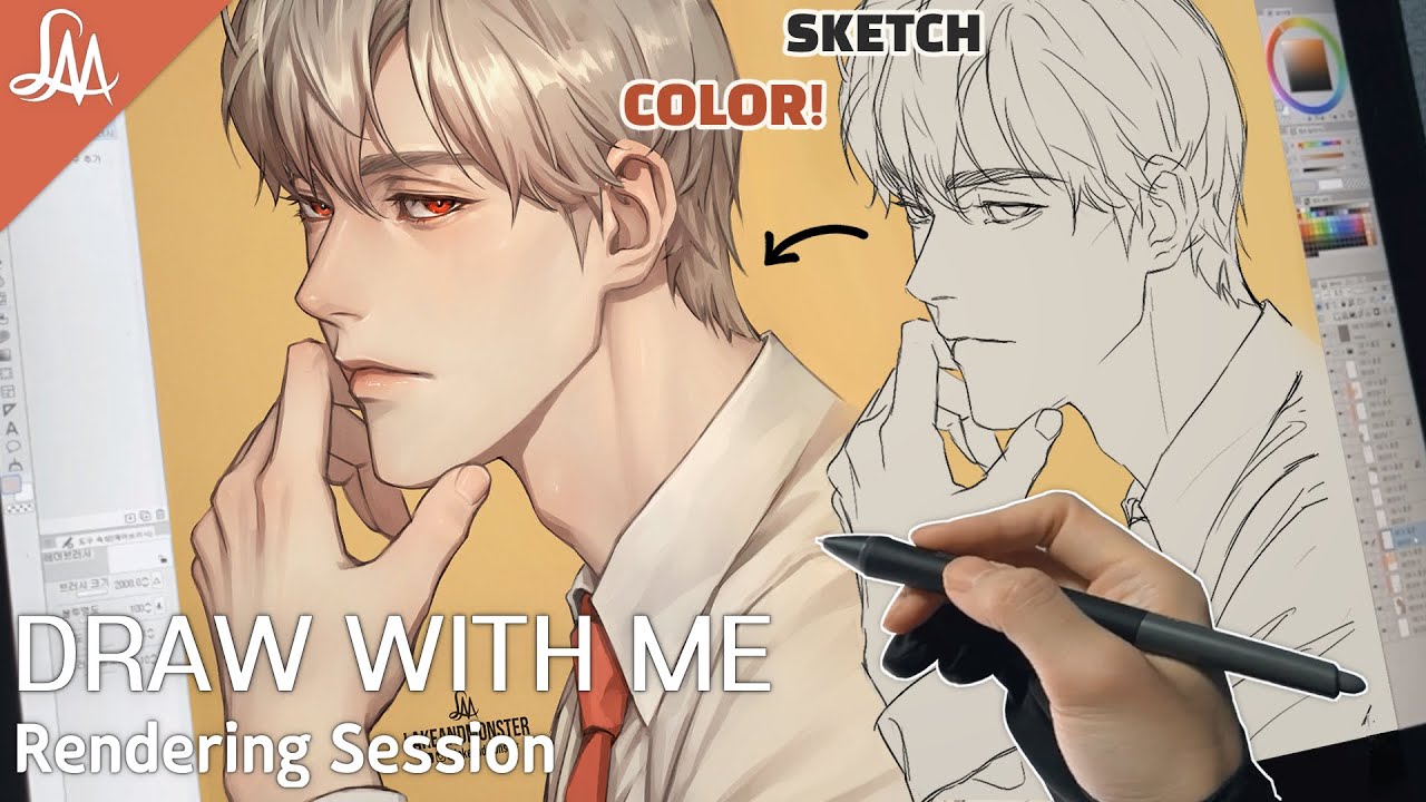 Rendering from a Sketch🖍️ [Draw with me/Clip Studio] chill music