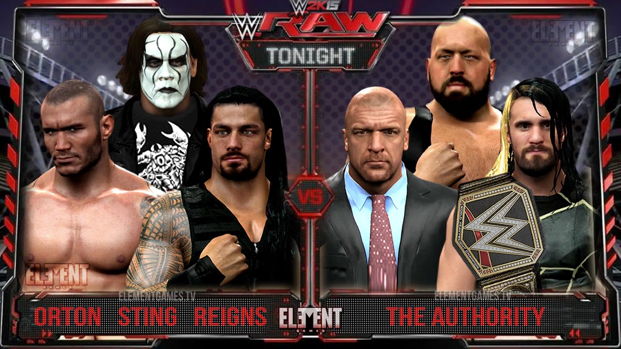 WWE RAW 2K15 - Sting, Randy Orton & Roman Reigns vs Triple H, Seth Rollins & Big show - 04/13/15