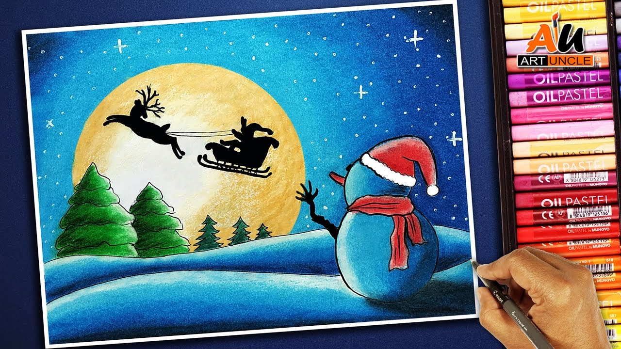 How to draw Santa Claus flying on his sleigh- Step by step for ...