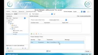 Open Foris Collect tutorial - Validation Rules 2 (comparison check dependent on another attribute) screenshot 4