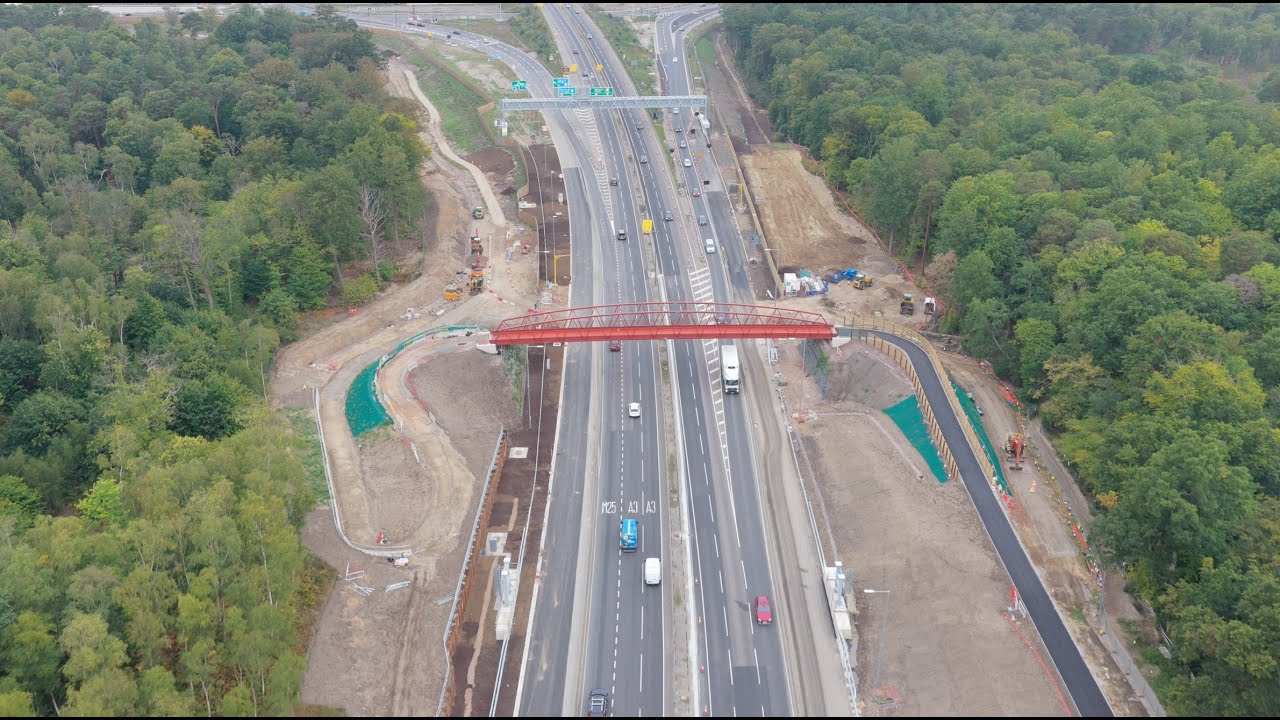 M25 Junction 10 Project, A3 Road Upgrade | Drone progress update Painshill to M25 J10 | Sept 2025