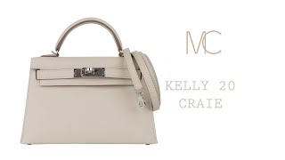 Hermes Kelly 20 Mini Sellier Bag Craie Epsom Leather Palladium