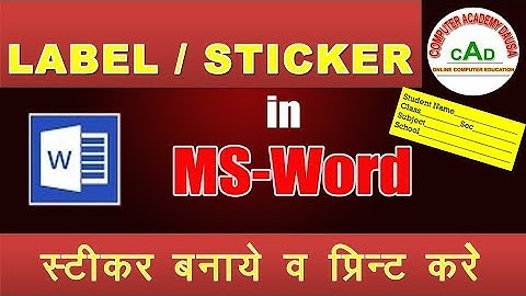 How to Create label or sticker in Ms Word  in Hindi \ Urdu
