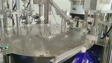 AILE 2 Heads Bag Laundry Detergent Liquid Detergent Filling Machine(Rotary Type) In customer factory