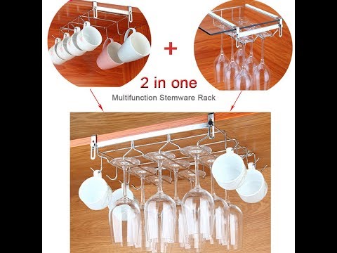EigPluy Stemware Rack With Mug Holder