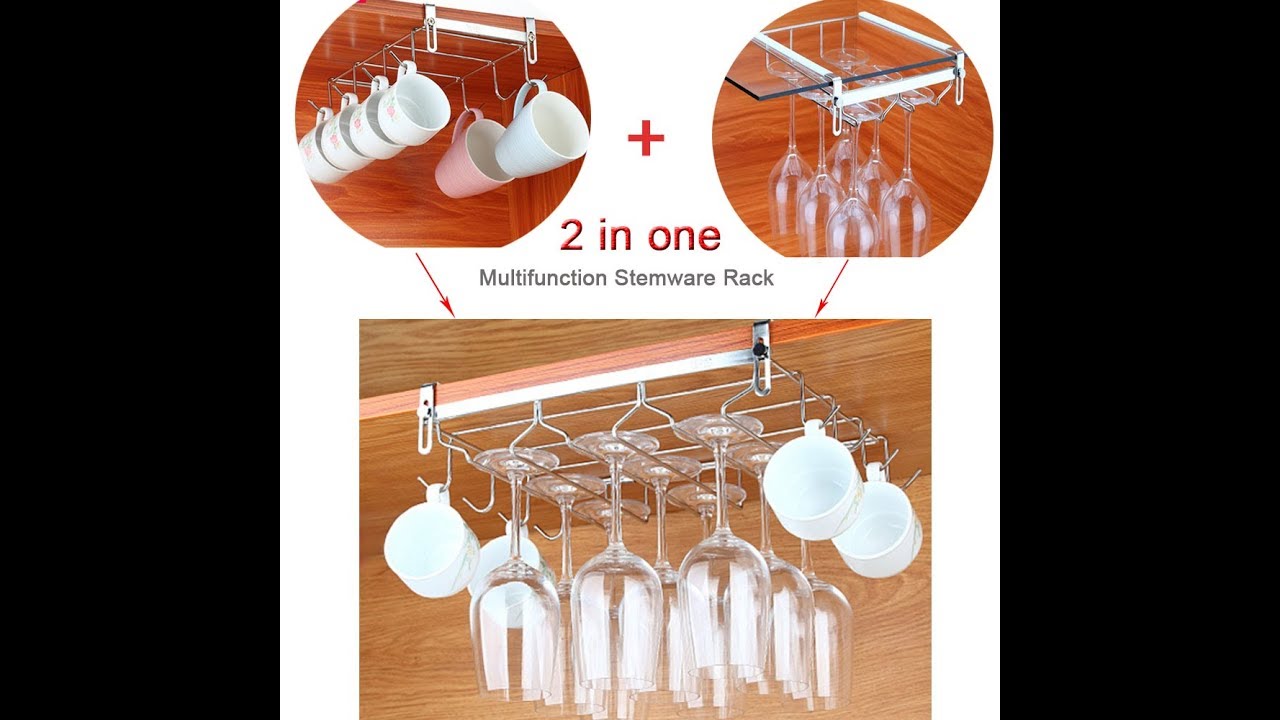 EigPluy Stemware Rack with Mug Holder