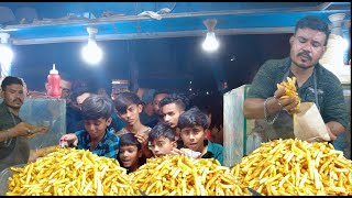 Kids Are Crazy For Crispy French Fries | Huge Quantity Of Fries Making Process | Karachi Street Food