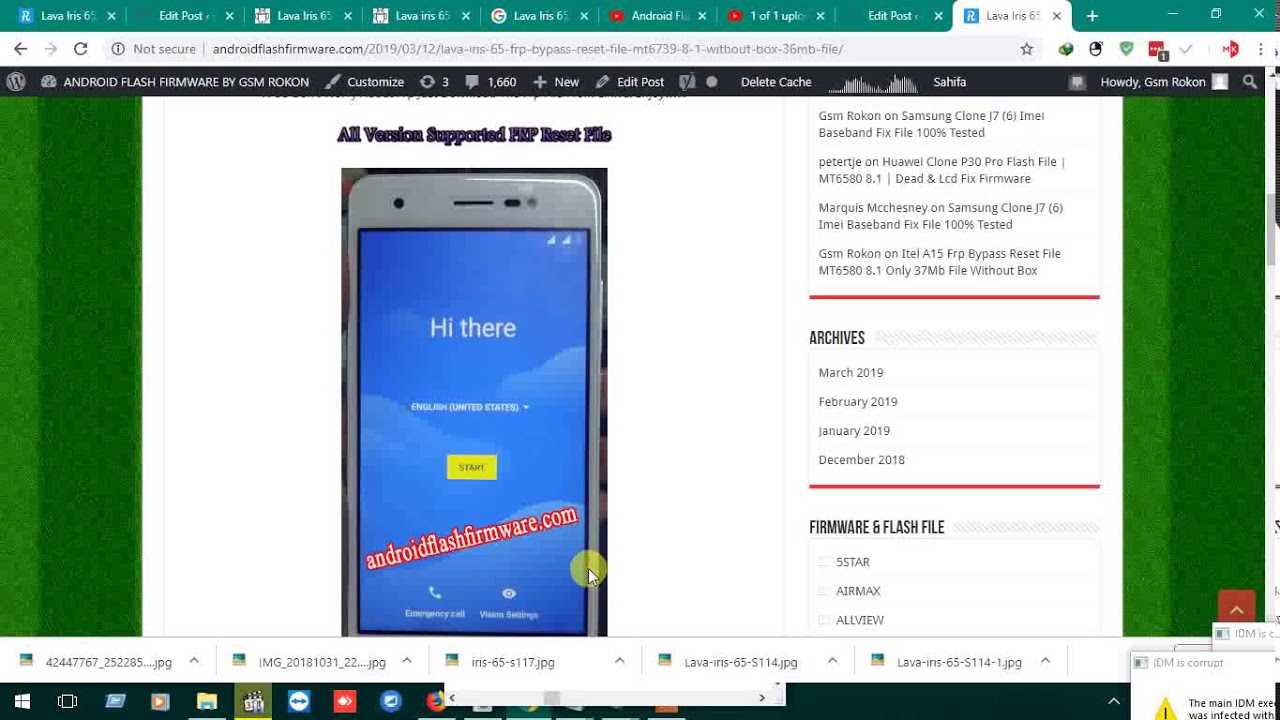Lava Iris 65 Frp Bypass Reset File Mt6739 8.1 Without Any Box Only 36MB File