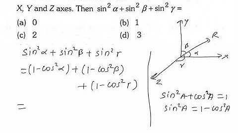 Vector: If a vector P makes angle alpha, beta and gamma with the X, Y and Z axes. then sin^2 alpha +