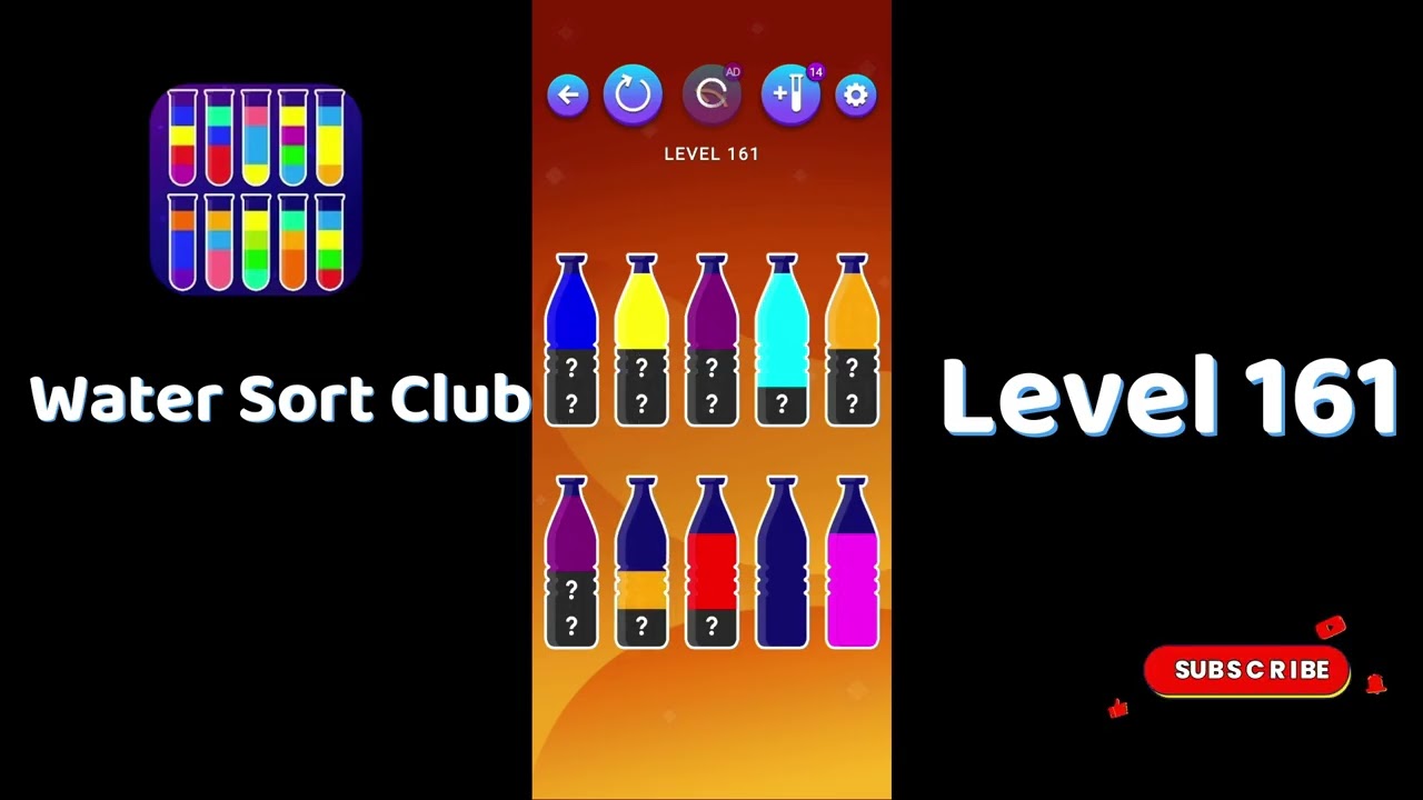 🎮 Water Sort Club Level 161 Walkthrough | Fun Liquid Sorting Game 💧 | SolutionGuruji