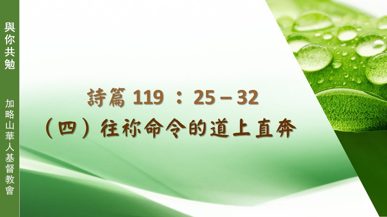 【與你共勉】【詩篇 119:25-32】【（四） 往祢命令的道上直奔】