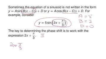 Phase Shift for a Sinusoid