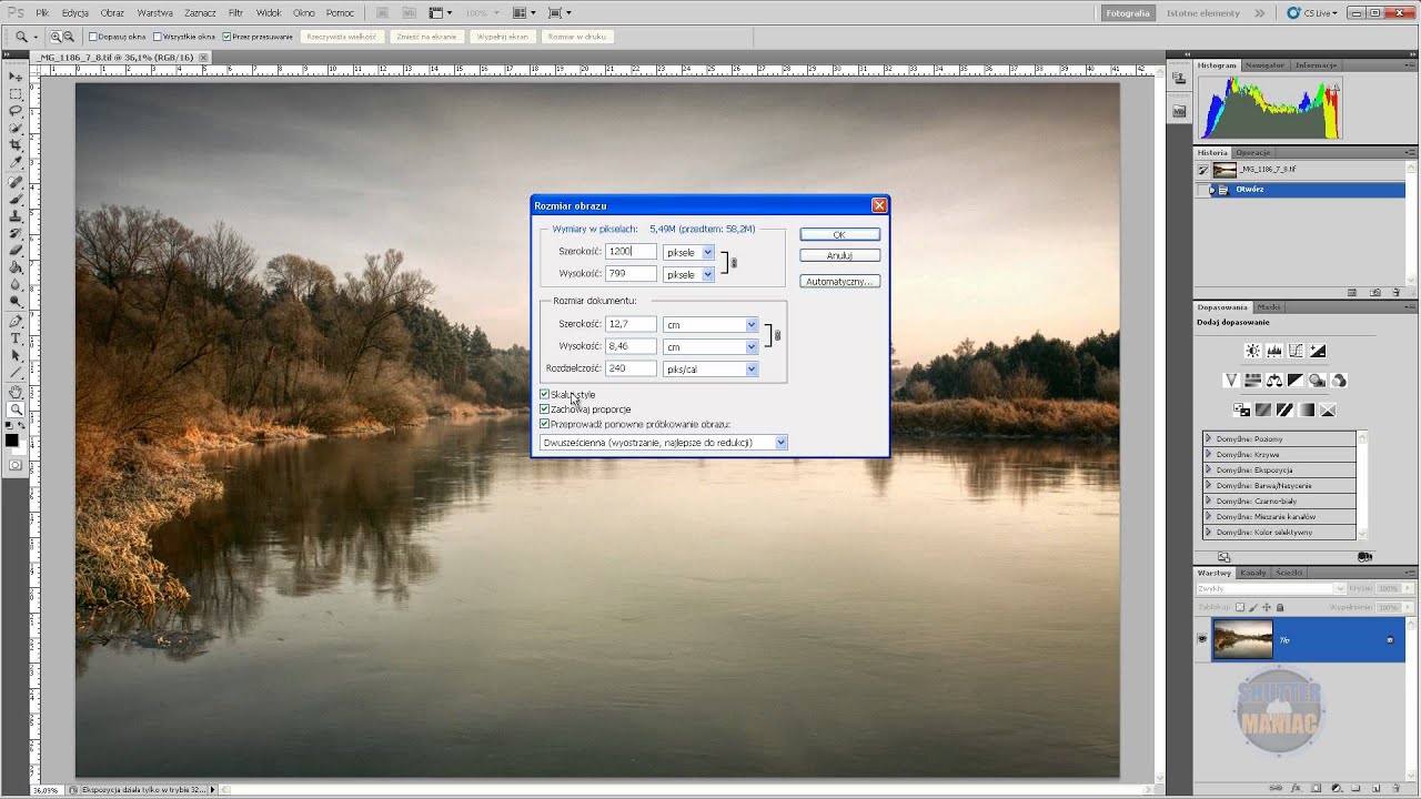Jak Zmniejszyc Rozmiar Zdjec W Photoshop Youtube
