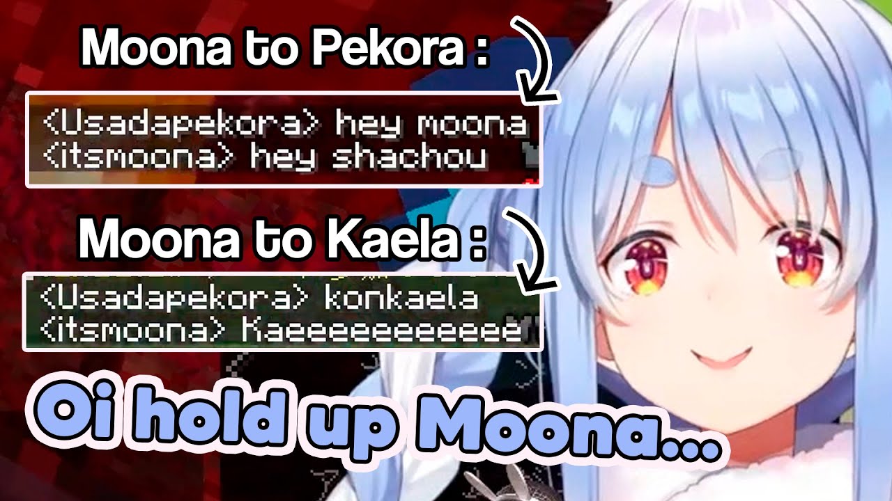 Pekora notices Moona's different chat vibes when greeting her and Kaela 【EngSub】
