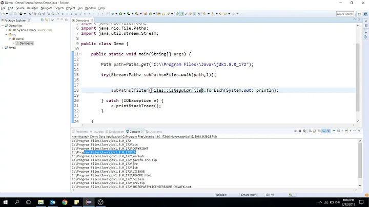 How to List all files in a folder using Java 8