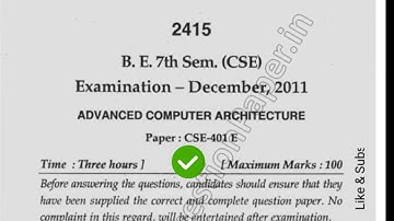 2011 Mdu BE CSE 7th Sem Advance Computer Architecture Question Paper #MduQuestionPaper