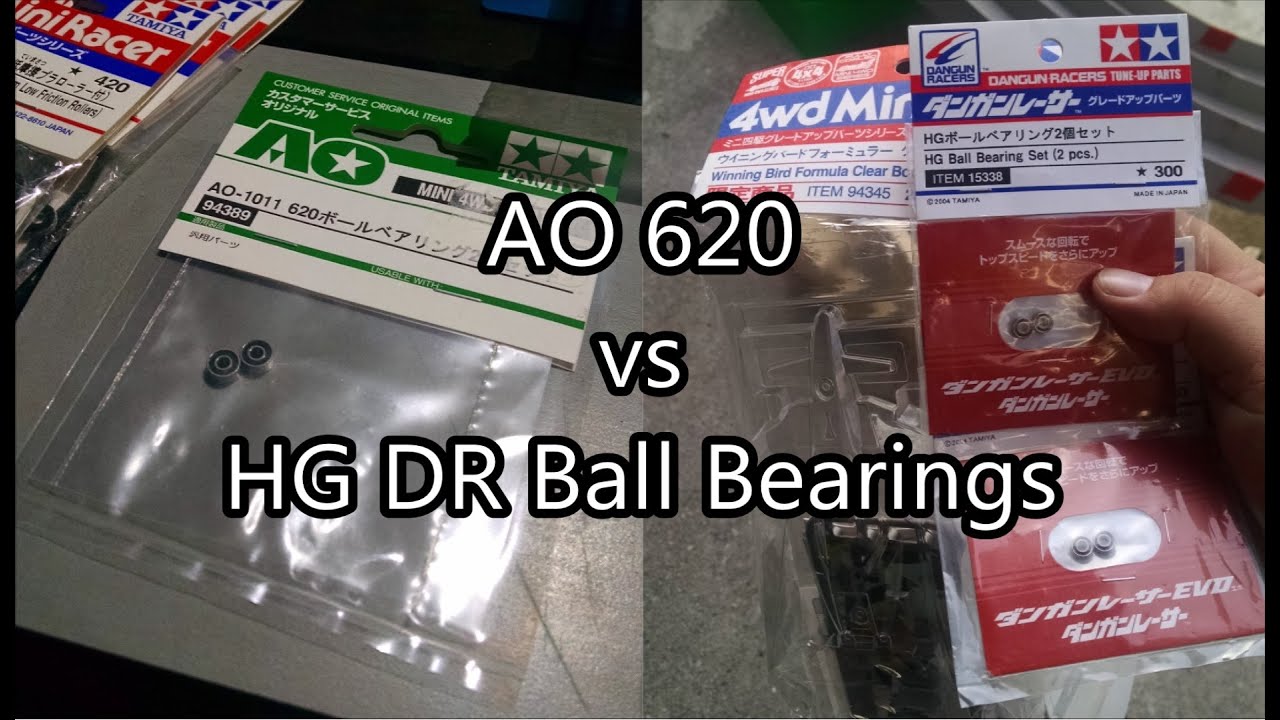 ミニ四駆】Tamiya Mini 4WD Testing: AO 620 VS HG DR Ball Bearings