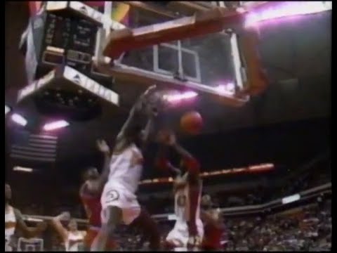 Atlanta Hawks forward Dominique Wilkins slam dunks during the