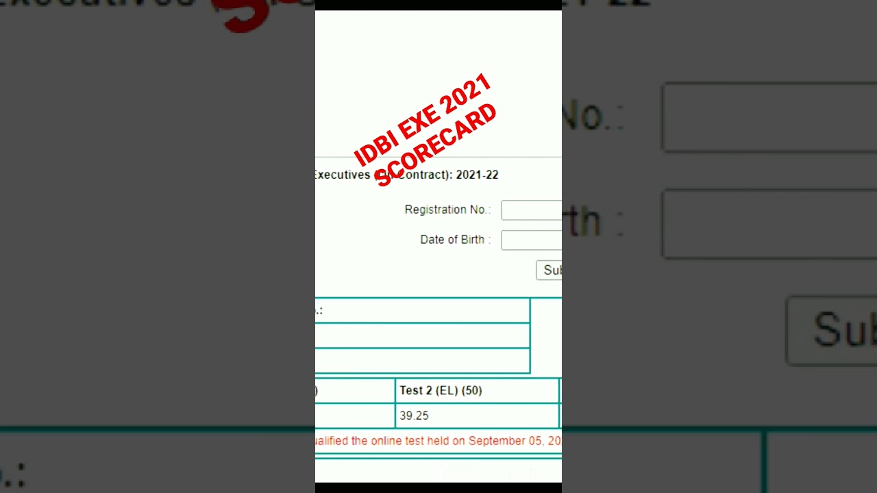 IDBI EXECUTIVE 2021 SCORECARD