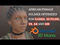 Realistic Military African Female Soldier For Blender